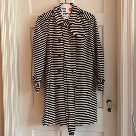 Loft Striped Trench Coat Petite Large - Picture 5 of 7